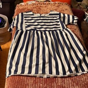 Navy and White Striped Dress